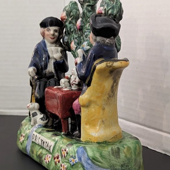 Antique Staffordshire Pottery "Dr Syntax Playing at Cards" - Picture 2 of 7